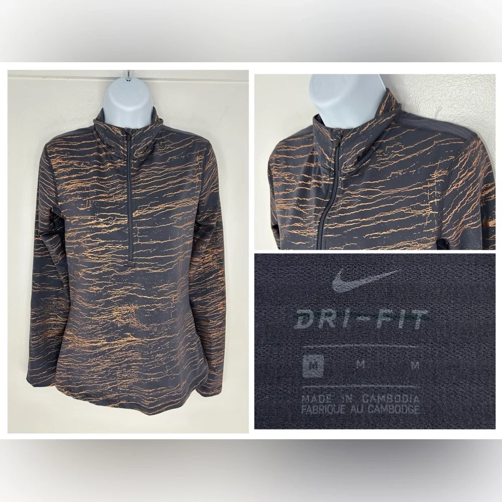 Nike Pro Dry Element Running Shirt Size Medium Copper Gray Athlesiure Outdoor‎
